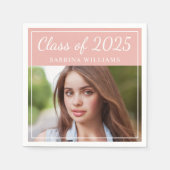Klasse van 2025 Blush Pink Graduation Party Foto Servetten (Voorkant)