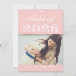  Klasse van 2025 Blush Pink Photo Afstuderen Kaart