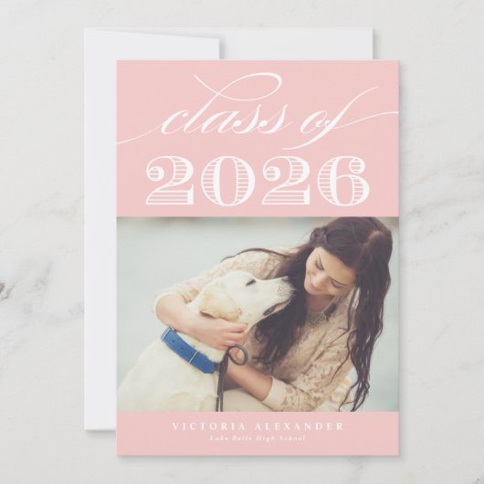  Klasse van 2025 Blush Pink Photo Afstuderen Kaart (Voorkant)