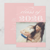  Klasse van 2025 Blush Pink Photo Afstuderen Kaart (Voorkant / Achterkant)
