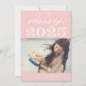 Klasse van 2025 Blush Pink Photo Afstuderen Kaart (Voorkant)
