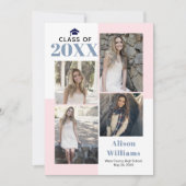 Klasse van 2025 blush, stoffig blauw foto afstuder aankondiging (Voorkant)