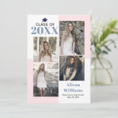 Klasse van 2025 blush, stoffig blauw foto afstuder aankondiging (Staand voorkant)