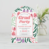 Klasse Van 2025 boho retro bloemen Afstuderen gebo Kaart (Staand voorkant)