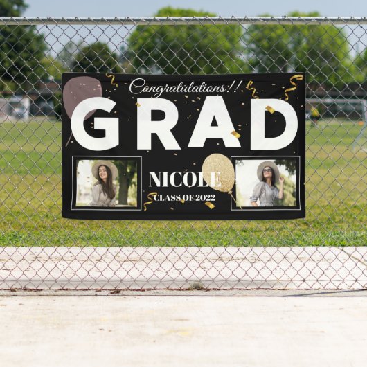 Klasse van 2025 Bold Font Ballon Foto Afstuderen Spandoek (Insitu)