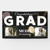 Klasse van 2025 Bold Font Ballon Foto Afstuderen Spandoek (Horizontaal)