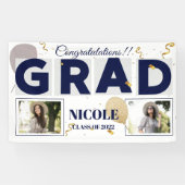 Klasse van 2025 Bold Font Ballon Foto Afstuderen Spandoek (Horizontaal)