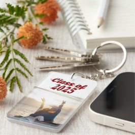 Klasse van 2025 bordeaux tekst afstuderen foto sleutelhanger