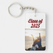 Klasse van 2025 bordeaux tekst afstuderen foto sleutelhanger (Voorkant)