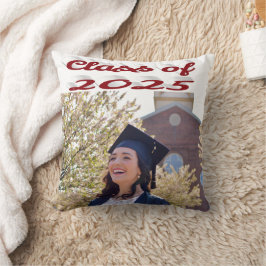 Klasse van 2025 bordeauxscript afstuderen foto kussen