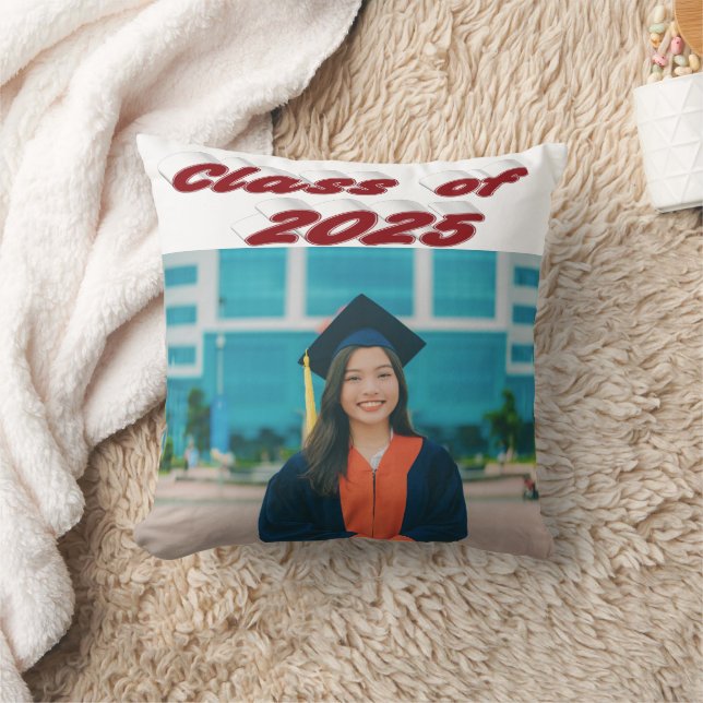 Klasse van 2025 bordeauxtypografie afstuderen foto kussen (Deken)