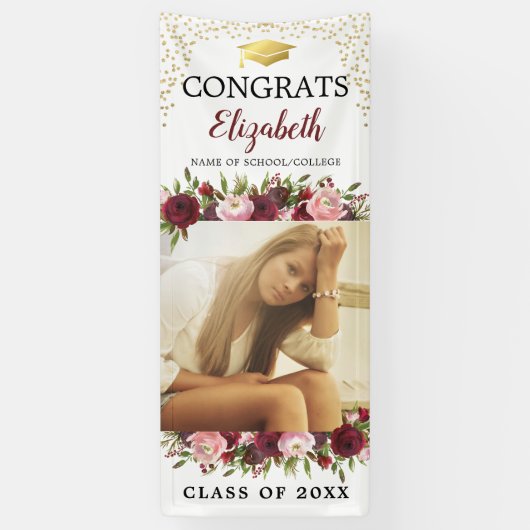 Klasse van 2025 Bourgogne Afstuderen Door Spandoek (Verticaal)