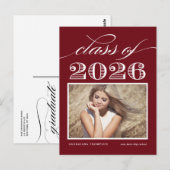  Klasse van 2025 Bourgogne Foto Afstuderen Briefkaart (Voorkant / Achterkant)