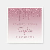 Klasse van 2025 Bourgogne Glitter Drip Afstuderen Servet (Voorkant)