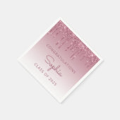 Klasse van 2025 Bourgogne Glitter Drip Afstuderen Servet (Hoek)