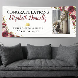 Klasse van 2025 Bourgogne Gold Afstuderen Foto Spandoek