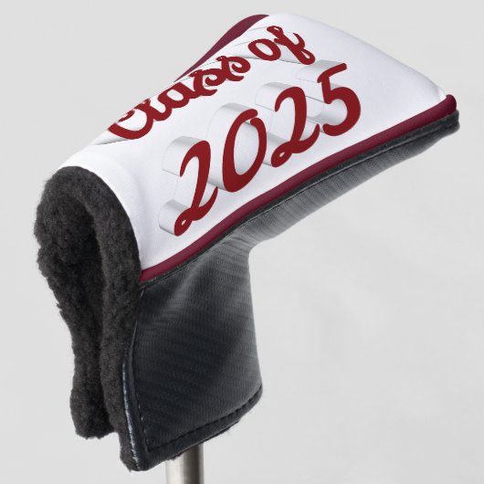 Klasse van 2025 Bourgogne script afstuderen Golfheadcover (3/4 voorkant)
