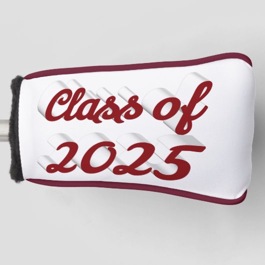 Klasse van 2025 Bourgogne script afstuderen Golfheadcover (Voorkant)