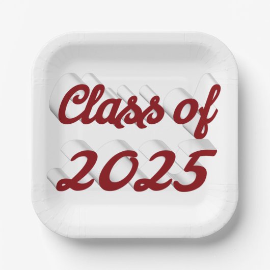 Klasse van 2025 Bourgogne script afstuderen Papieren Bordje (Voorkant)