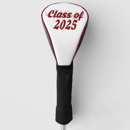 Klasse van 2025 Bourgondische tekst afstuderen Golfheadcover (Voorkant)