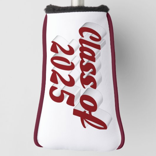 Klasse van 2025 Bourgondische tekst afstuderen Golfheadcover (Draai 90)