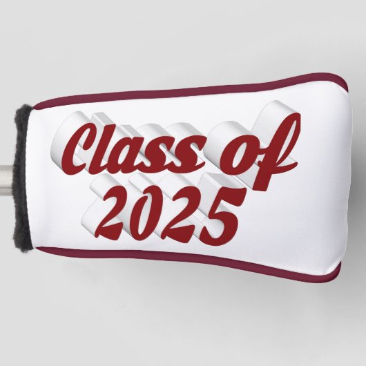 Klasse van 2025 Bourgondische tekst afstuderen Golfheadcover (Voorkant)