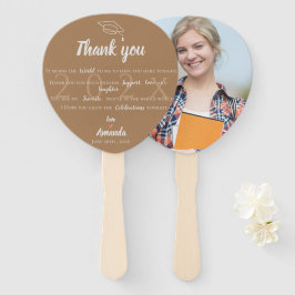 Klasse van 2025 Bruin Foto Afstuderen Bedankt Handwaaier