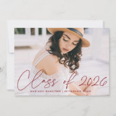 Klasse van 2025 Burgundy Script Graduation Party Kaart (Voorkant)