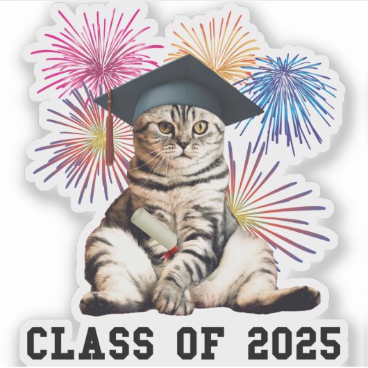 Klasse van 2025 Cat Lover Sticker (Voorkant)