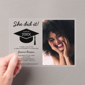 Klasse van 2025 Chic minimalistische foto Afstuder Acryl Uitnodigingen (Insitu (Draagbaar))