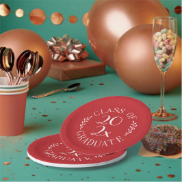 Klasse van 2025 Chic Rood Wit Embleem Afstuderen Papieren Bordje