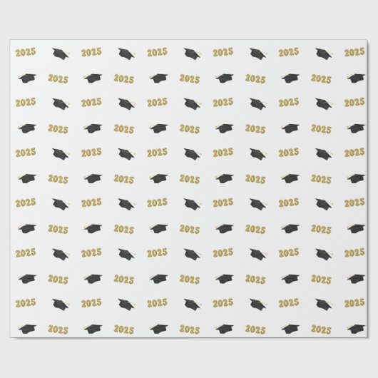 Klasse van 2025 Classic Afstudeerder Pet en ballon Cadeaupapier (Vlak)