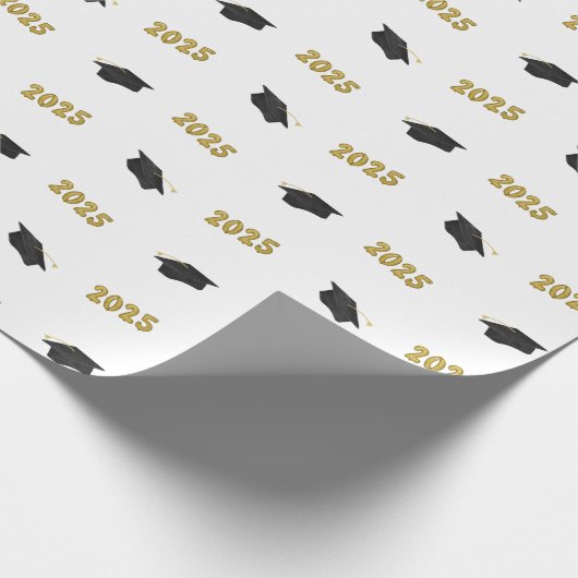 Klasse van 2025 Classic Afstudeerder Pet en ballon Cadeaupapier (Hoek)