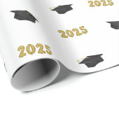 Klasse van 2025 Classic Afstudeerder Pet en ballon Cadeaupapier (Rol Hoek)