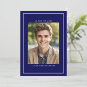 Klasse van 2025 Classic Navy Custom Photo Afstuder Kaart (Staand voorkant)