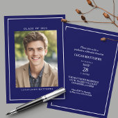 Klasse van 2025 Classic Navy Custom Photo Afstuder Kaart