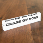 Klasse van 2025 Clear Black Paperweight van Janz Naambordje (Zijkant)