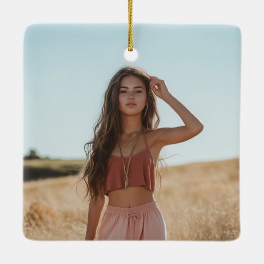 Klasse van 2025 Custom Photo Afstuderen Keepsake Keramisch Ornament (Achterkant)