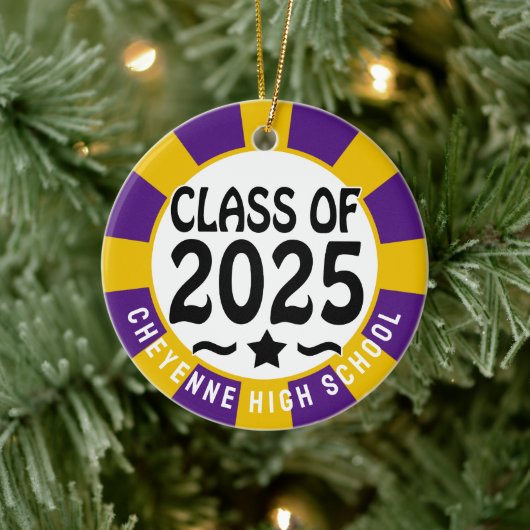 Klasse van 2025 Custom Photo Afstuderen Keramisch Ornament (Boom)