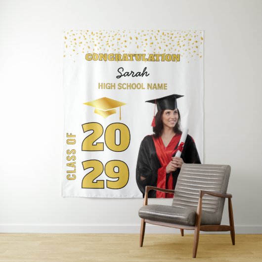 Klasse van 2025 Custom Photo Graduation Party Wandkleed (In situ)