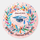 Klasse van 2025 Dochter Afstudeerder Pet Bloemen Ronde Sticker (Voorkant)