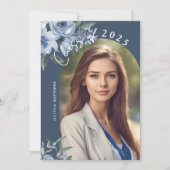 Klasse van 2025 Dusty Blue Roos Custom Photo Kaart (Voorkant)