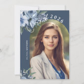 Klasse van 2025 Dusty Blue Roos Custom Photo Kaart (Voorkant)
