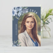 Klasse van 2025 Dusty Blue Roos Custom Photo Kaart (Staand voorkant)