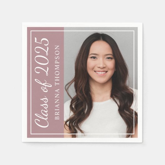 Klasse van 2025 Dusty Roos Graduation Party Foto Servetten (Voorkant)