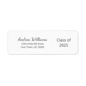 Klasse van 2025 Eenvoudig Afstuderen Retouradres Etiket (Voorkant)