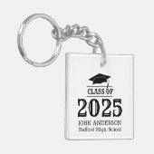 Klasse van 2025 Eenvoudig Elegant Custom Afstudere Sleutelhanger (Voorkant Links)