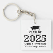 Klasse van 2025 Eenvoudig Elegant Custom Afstudere Sleutelhanger (Voorkant)
