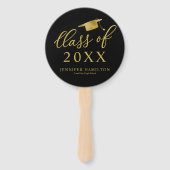 Klasse van 2025 Eenvoudig Elegant Goud Zwart Afstu Handwaaier (Voorkant)