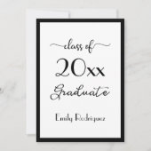 Klasse van 2025 Elegant Black White Graduation Par Kaart (Voorkant)